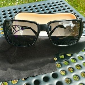 GONE Chanel Big Black Sunglasses with Case, Cloth